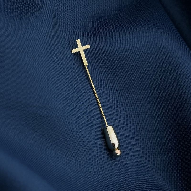 Image 6 of Antique gold lapel pin, tie pin with a cross