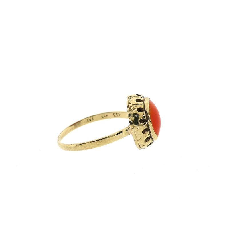 Afbeelding 5 van 8 karaat ring met bloedkoraal 