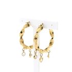 Image 4 of Gold spiral hoop earrings with zirconia; Ø 34.5 mm