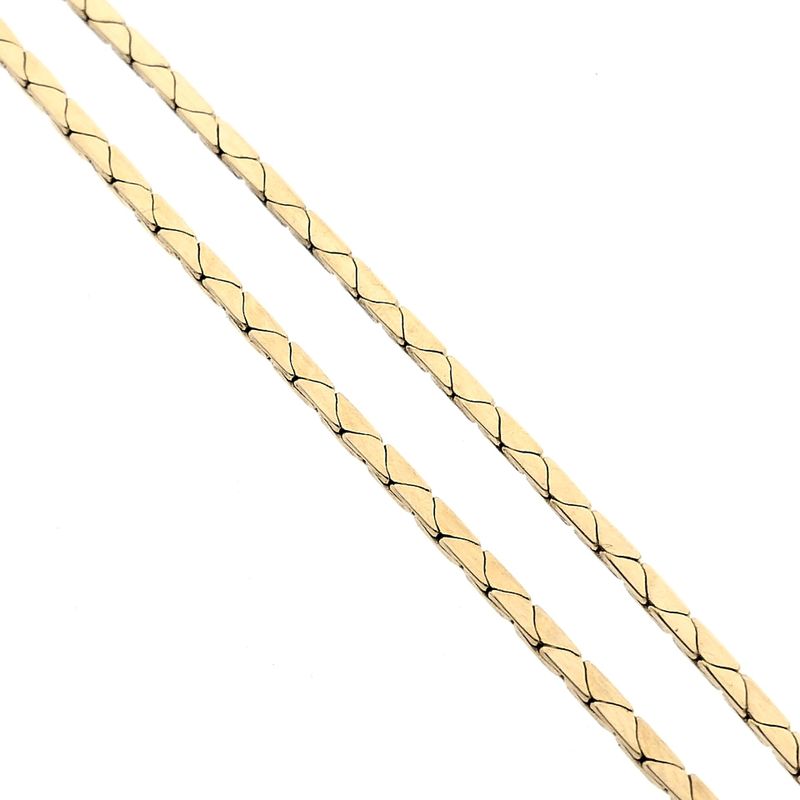 Afbeelding 4 van Bicolor gouden cobraschakel collier met vaste hanger en diamant