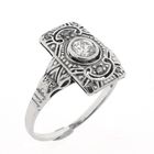 Image 1 of White gold art deco ring with diamond | 0.20 ct.