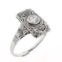 White gold art deco ring with diamond | 0.20 ct.