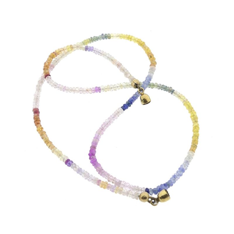 Image 7 of 9 carat multi-colored sapphire bead necklace
