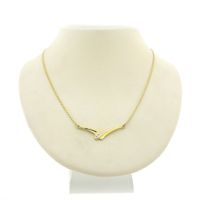 Gold necklace with a fixed pendant and diamond; 0.01 ct. | 42 cm