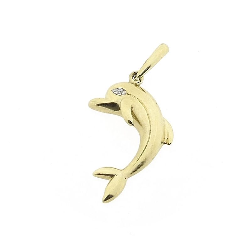 Image 8 of Golden dolphin pendant with diamond | 0.005 ct.