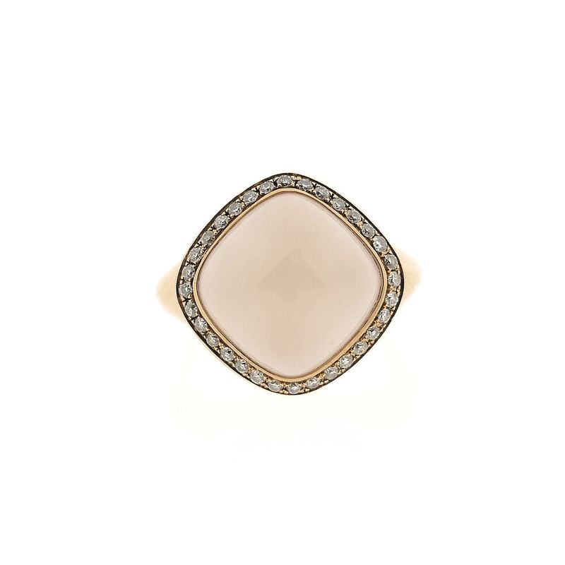 Image 2 of Gold ring set with rose quartz and diamonds; Tirisi