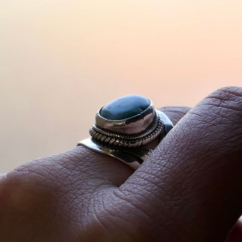 Image 7 of Silver Bohemian Ring with Turquoise