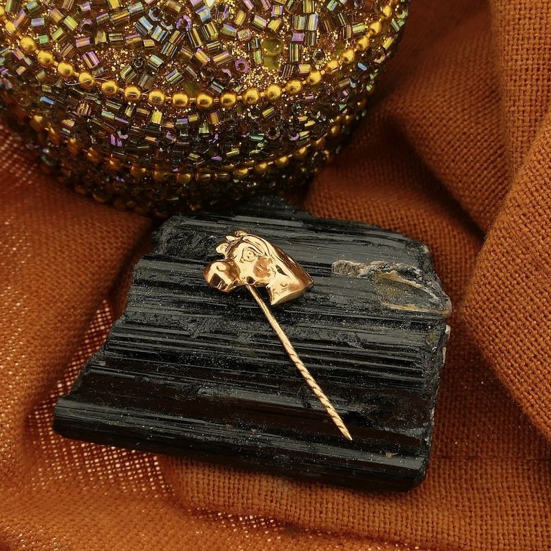 Image 2 of Gold lapel pin; Horse head