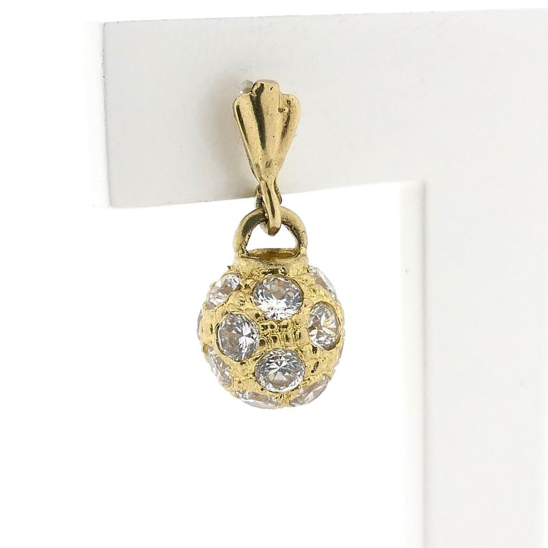 Image 4 of Gold Ball Earrings with Zirconia