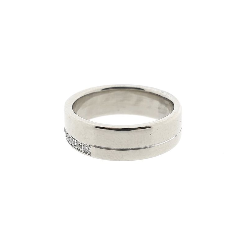 Image 6 of White gold wide row ring with diamonds; 0.135 ct.