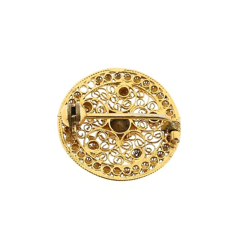 Image 3 of Filigree Brooch with Red Zirconia; 20 Karat
