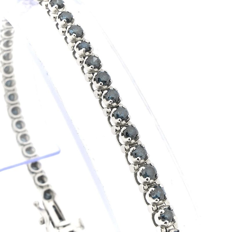 Image 2 of White gold bracelet with blue moissanite; 2.75 ct.