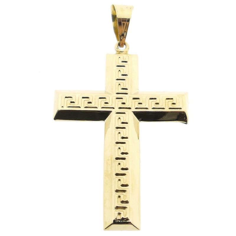 Image 6 of Two-tone gold pendant of a large cross with corpus INRI.