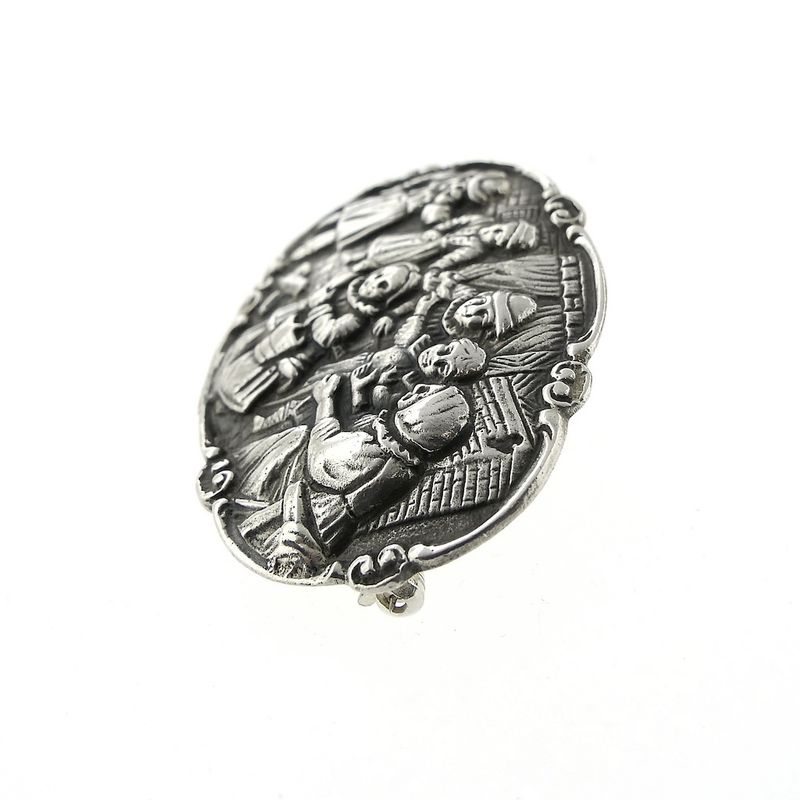 Image 7 of Vintage silver brooch with scene