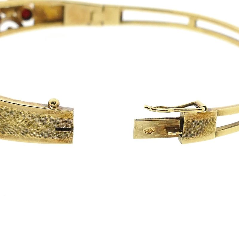 Image 7 of Vintage gold bangle with garnet; Size M