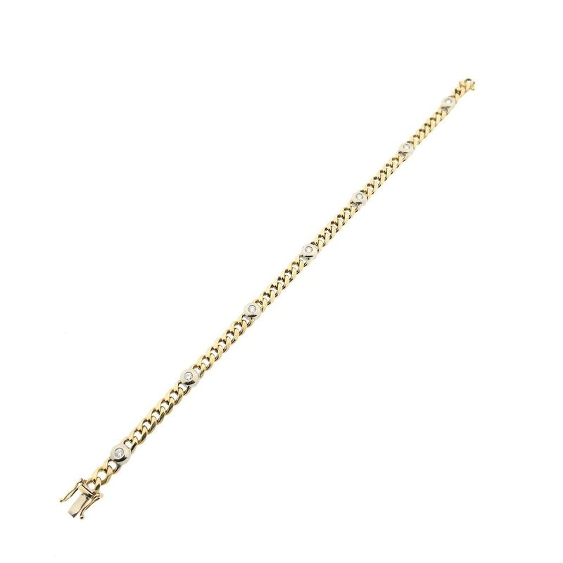 Image 7 of Two-tone gold flat gourmet link bracelet with diamonds; 0.42 ct.