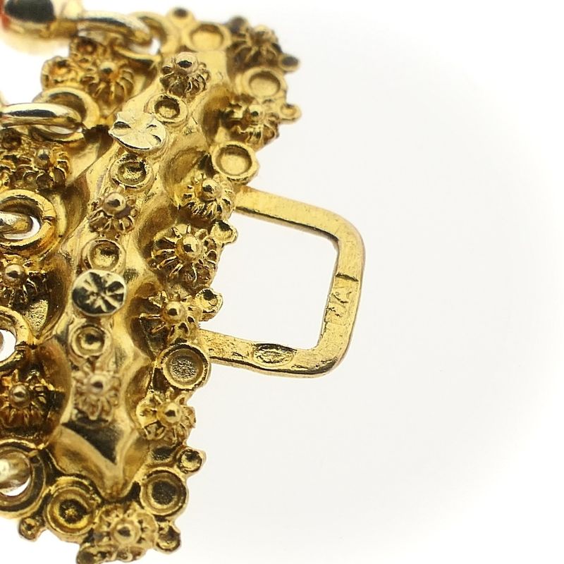 Image 9 of Antique necklace with blood coral and gold cap bell.