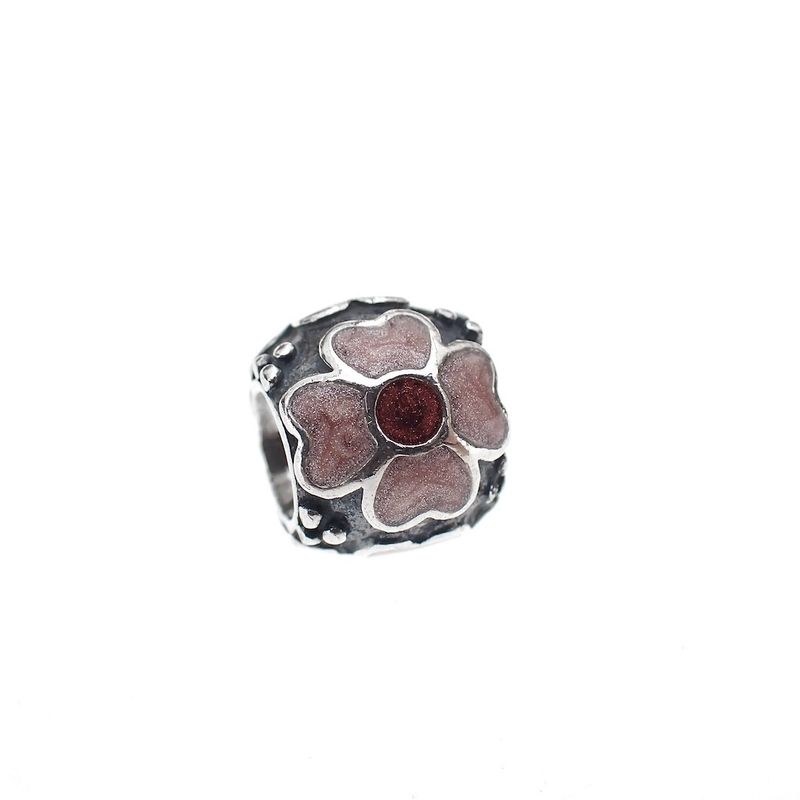 Image 1 of Pandora charm; Silver; Red Daisy
