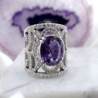 Image 2 of White gold royal ring set with sapphire and diamonds; 3.00 ct.