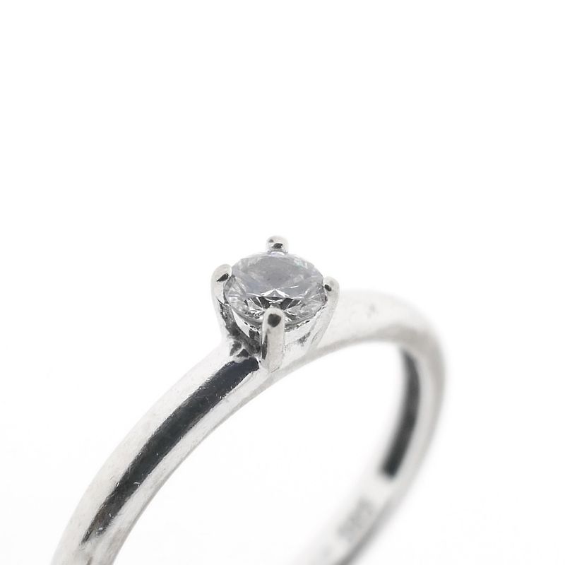 Image 3 of White gold solitaire ring with zirconia; Blush