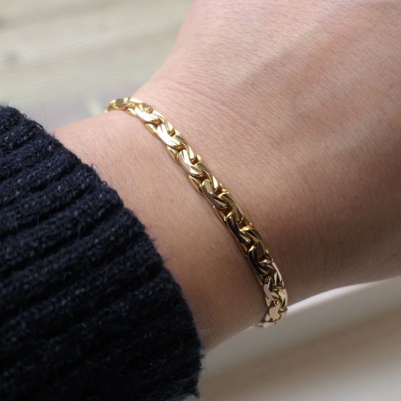 Image 7 of Two-tone gold fantasy/gourmet link bracelet