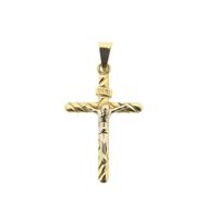 18-karat two-tone gold pendant of a cross with a corpus | INRI