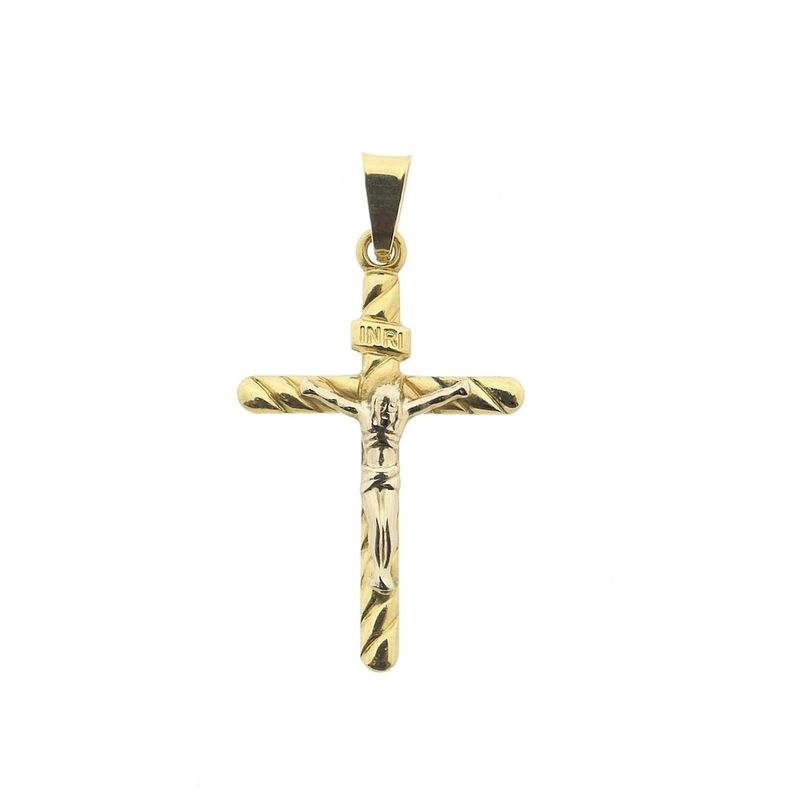 Image 1 of 18-karat two-tone gold pendant of a cross with a corpus | INRI