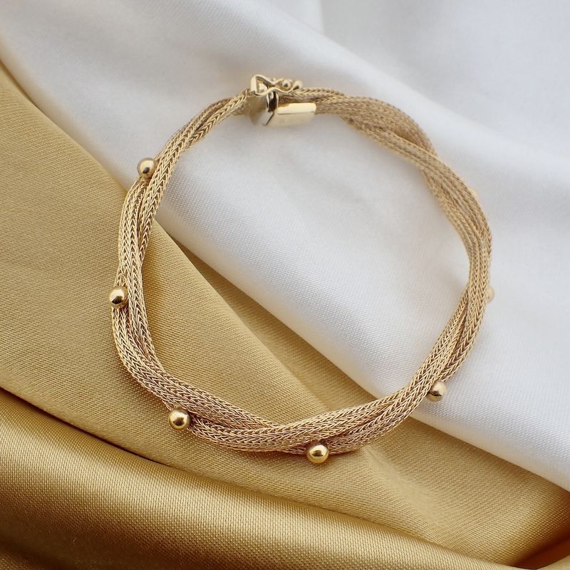 Image 4 of Vintage gold braided foxtail link bracelet