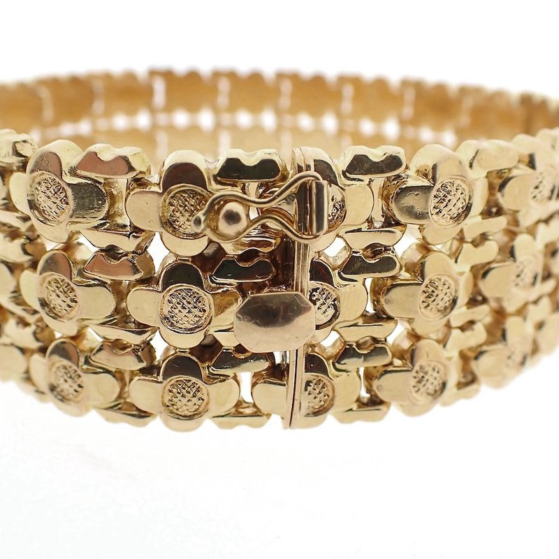 Image 7 of Vintage gold wide floral link bracelet