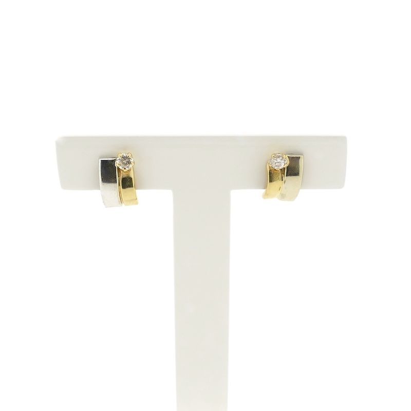 Image 1 of Bicolor gold stud earrings with zirconia