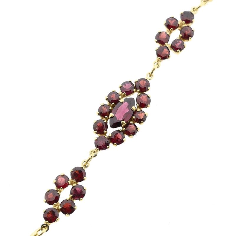 Afbeelding 8 van Vintage gouden armband met granaat | 18,5 cm