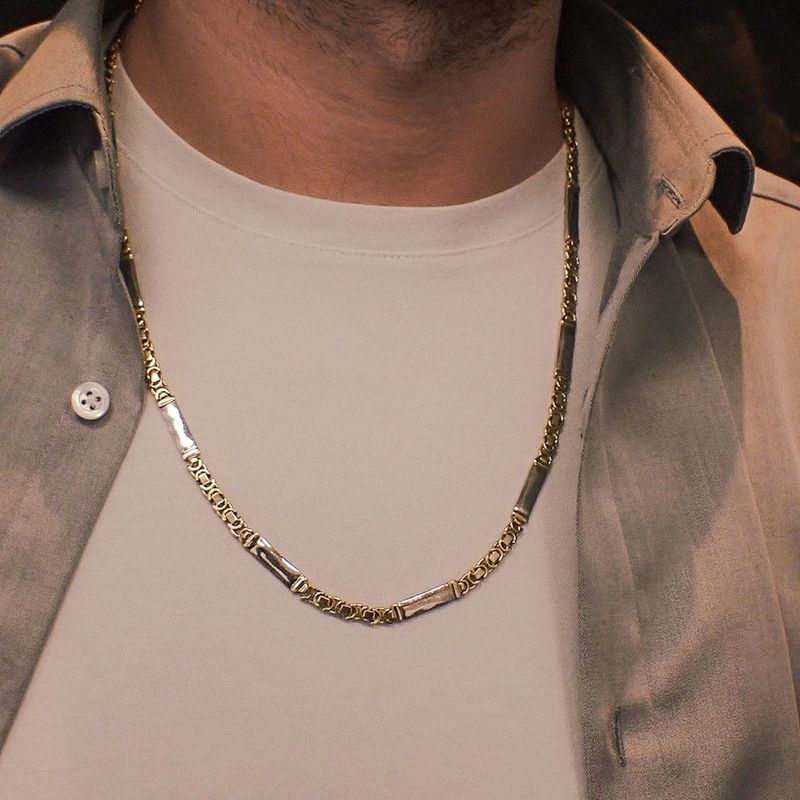 Image 4 of Two-tone gold men's necklace | 61 cm