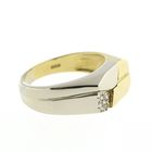 Image 8 of 18-karat two-tone gold men's ring with a 0.05-ct diamond.