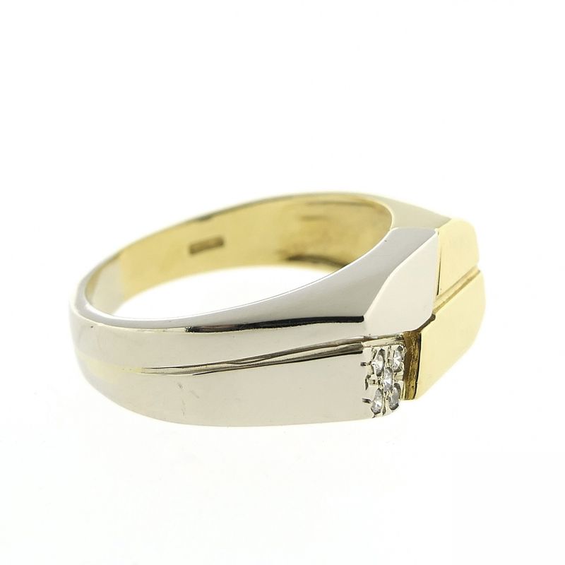 Image 8 of 18-karat two-tone gold men's ring with a 0.05-ct diamond.