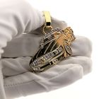 Image 4 of Gold pendant of a Mercedes with zirconia.
