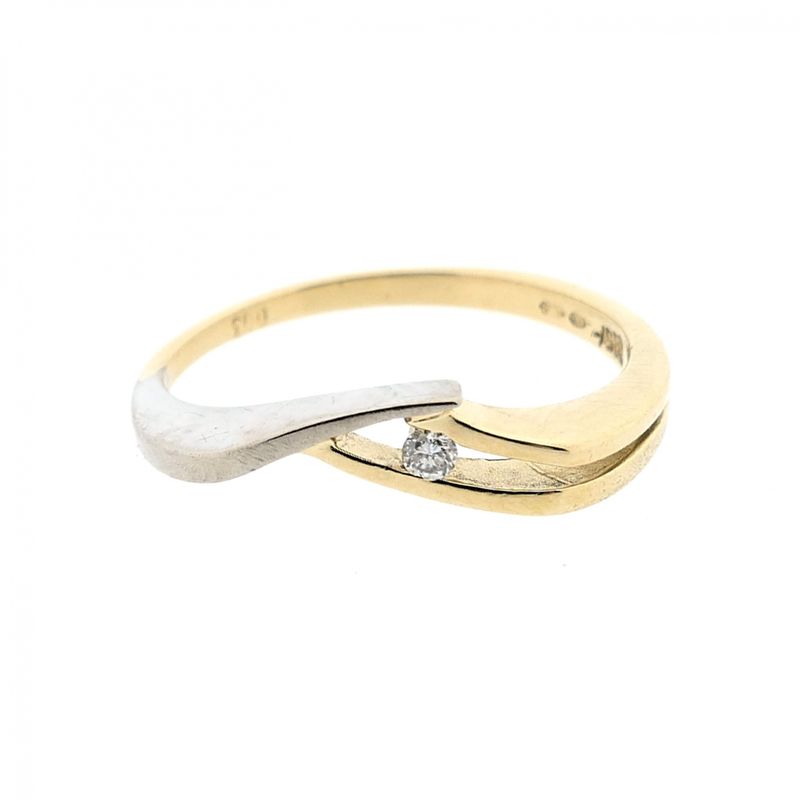 Image 5 of Two-tone gold ring with diamond; 0.03 ct.