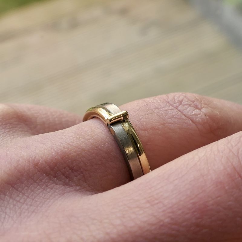 Image 6 of Two-tone gold ring with titanium