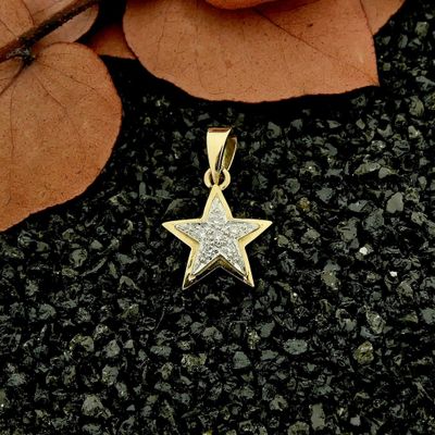 Image 2 of Two-tone gold subtle star pendant with diamond | 0.06 ct.