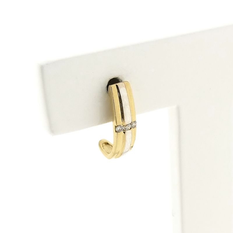 Image 2 of Bicolor gold stud earrings with zirconia