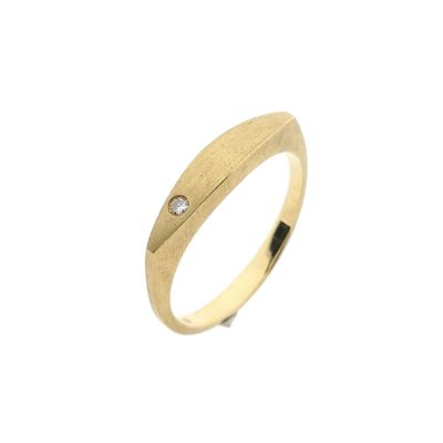 Image 1 of Golden men's pinky ring set with diamond; 0.02 ct.