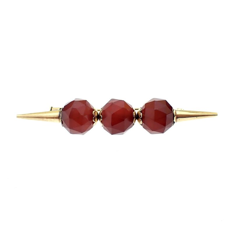 Image 1 of Vintage gold brooch with carnelian