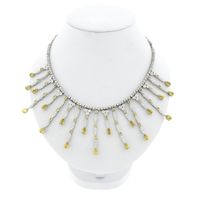 White gold necklace with yellow sapphire and diamonds; Approx. 2.00 ct.