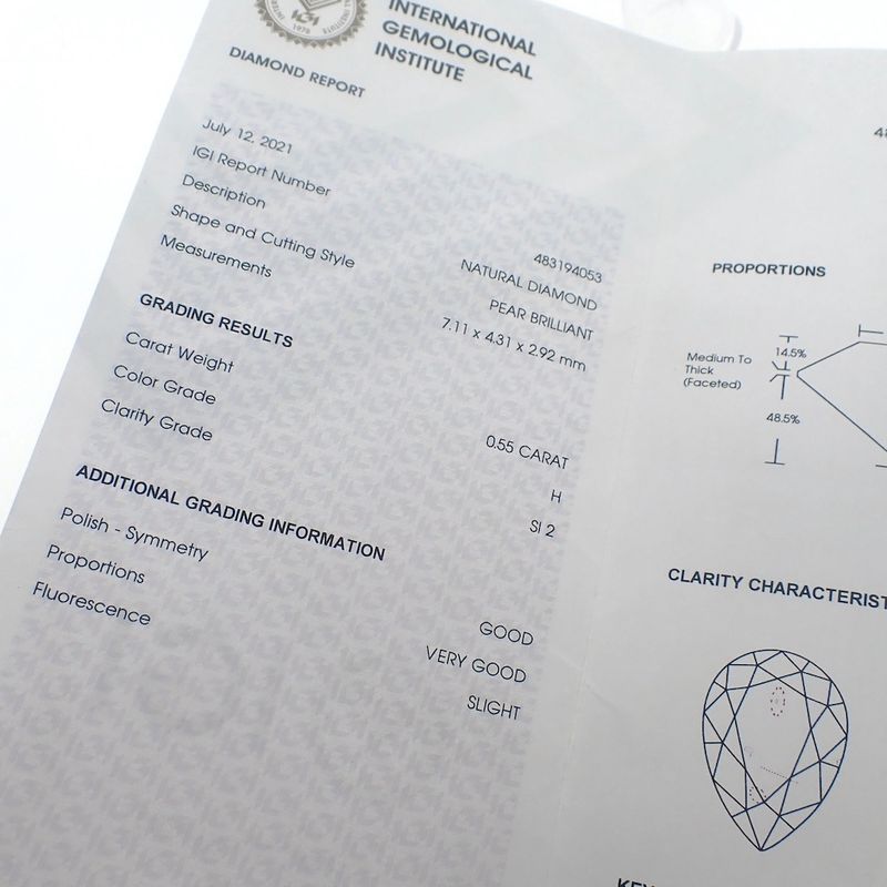 Image 6 of 0.55 ct. Pear cut diamond H/ SI2 + IGI Certificate - Natural diamond