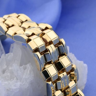 Image 2 of Gold Wide Bismarck Link Bracelet