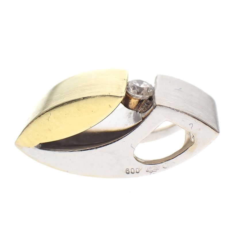 Image 4 of Two-tone gold matte pendant with diamond; 0.10 ct.