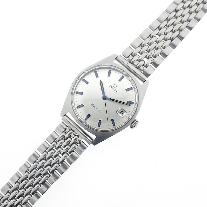 Image 8 of Omega Genève; Vintage horloge met unieke blauwe details