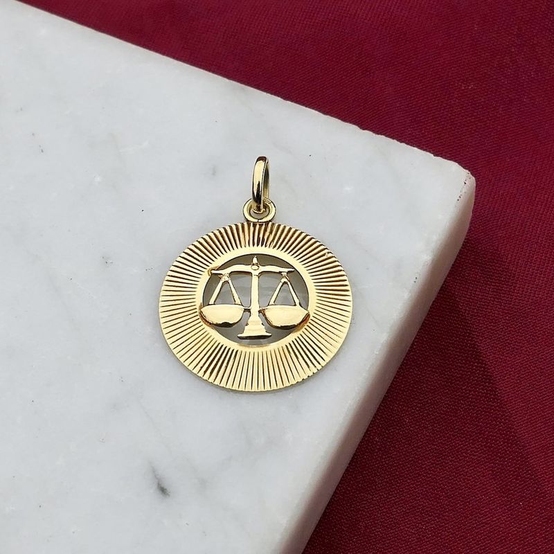 Image 2 of Gold zodiac sign pendant; Libra | Fabiola