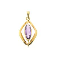 Bicolor Gold Pendant with Synthetic Purple Gemstone