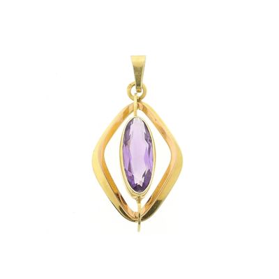 Image 1 of Bicolor Gold Pendant with Synthetic Purple Gemstone