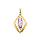 Image 1 of Bicolor Gold Pendant with Synthetic Purple Gemstone